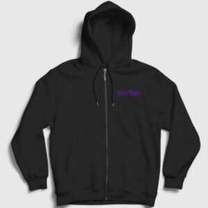 Logo Deep Purple Fermuarlı Kapşonlu Sweatshirt siyah