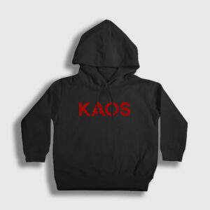 Logo Dizi Kaos Çocuk Kapşonlu Sweatshirt siyah