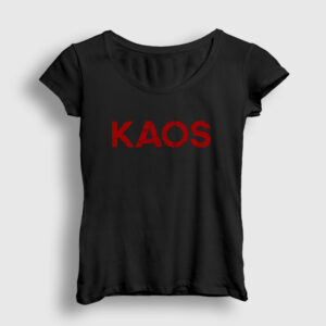 Logo Dizi Kaos Kadın Tişört siyah