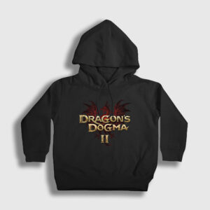 Logo Dragon's Dogma 2 Çocuk Kapşonlu Sweatshirt siyah