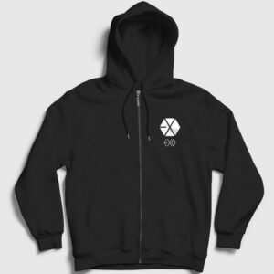Logo Exo Fermuarlı Kapşonlu Sweatshirt siyah