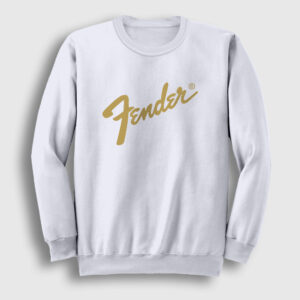 Logo Fender Gitar Gitarist Sweatshirt beyaz