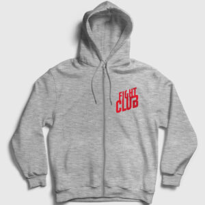 Logo Film Dövüş Kulübü Fight Club Fermuarlı Kapşonlu Sweatshirt gri kırçıllı