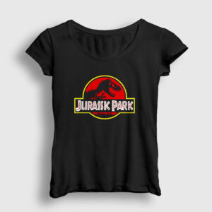 Logo Film Jurassic Park Kadın Tişört siyah