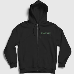 Logo Film The Matrix Fermuarlı Kapşonlu Sweatshirt siyah