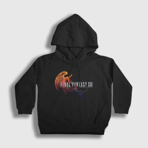 Logo Final Fantasy XVI Çocuk Kapşonlu Sweatshirt siyah