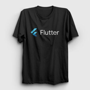 Logo Flutter Yazılım Programlama Tişört siyah