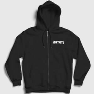 Logo Fortnite Fermuarlı Kapşonlu Sweatshirt siyah