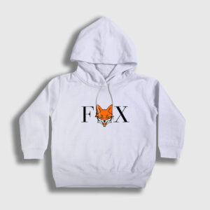 Logo Fox Tilki Çocuk Kapşonlu Sweatshirt beyaz