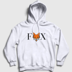 Logo Fox Tilki Kapşonlu Sweatshirt beyaz