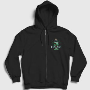 Logo Hades II Hades 2 Fermuarlı Kapşonlu Sweatshirt siyah