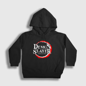 Logo İblis Avcısı Anime Demon Slayer Kimetsu No Yaiba Çocuk Kapşonlu Sweatshirt siyah