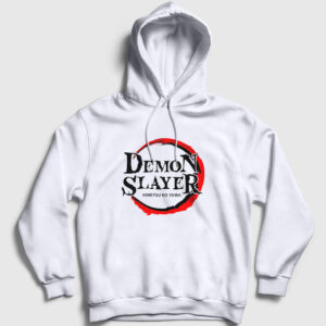 Logo İblis Avcısı Anime Demon Slayer Kimetsu No Yaiba Kapşonlu Sweatshirt beyaz