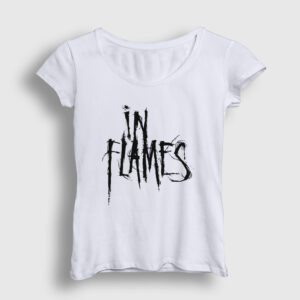 Logo In Flames Kadın Tişört beyaz