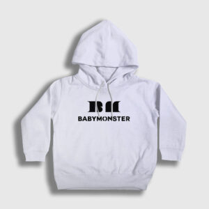 Logo K Pop Baby Monster Babymonster Çocuk Kapşonlu Sweatshirt beyaz