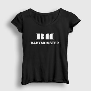 Logo K Pop Baby Monster Babymonster Kadın Tişört siyah