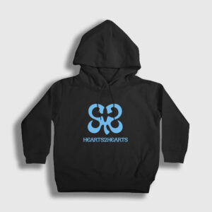 Logo K-Pop Hearts2hearts Çocuk Kapşonlu Sweatshirt siyah