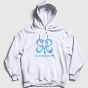 Logo K-Pop Hearts2hearts Kapşonlu Sweatshirt beyaz