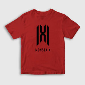 Logo K-Pop Monsta X Çocuk Tişört kırmızı