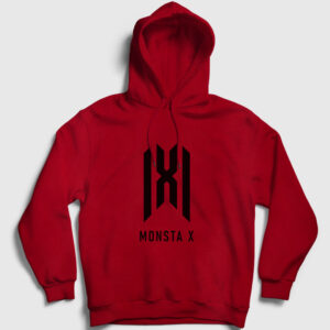 Logo K-Pop Monsta X Kapşonlu Sweatshirt kırmızı