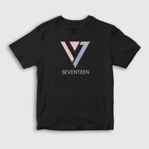 Logo K Pop Seventeen Çocuk Tişört siyah