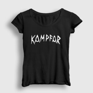 Logo Kampfar Metal Kadın Tişört siyah