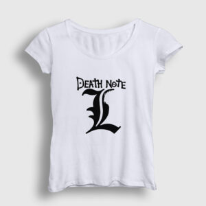 Logo L V3 Anime Death Note Kadın Tişört beyaz