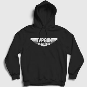 Logo Maverick Tom Cruise Pilot Film Top Gun Kapşonlu Sweatshirt siyah