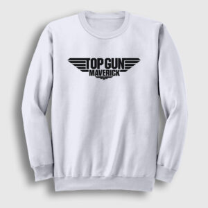 Logo Maverick Tom Cruise Pilot Film Top Gun Sweatshirt beyaz