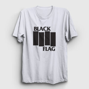 Logo Metal Black Flag Tişört beyaz