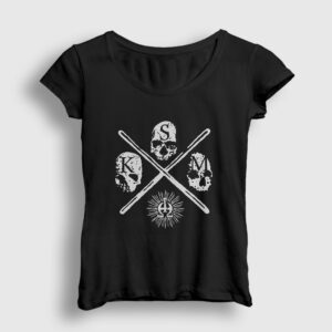 Logo Metal Kriegsmaschine Kadın Tişört siyah
