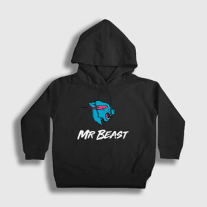 Logo Mr Beast Çocuk Kapşonlu Sweatshirt siyah