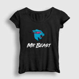 Logo Mr Beast Kadın Tişört siyah