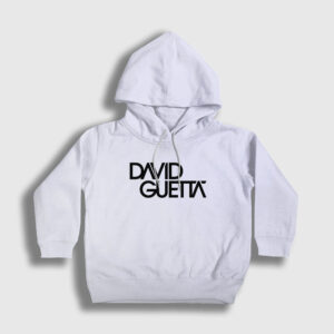 Logo Müzik Dj David Guetta Çocuk Kapşonlu Sweatshirt beyaz