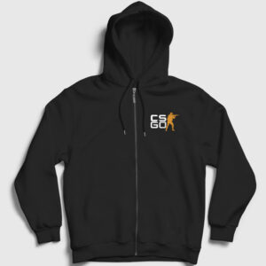 Logo Oyun Counter Strike Cs Go Fermuarlı Kapşonlu Sweatshirt siyah