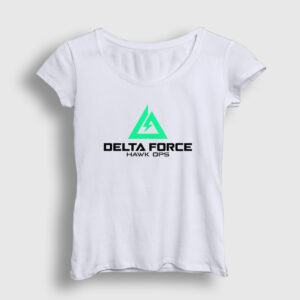 Logo Oyun Delta Force Hawk Ops Kadın Tişört beyaz