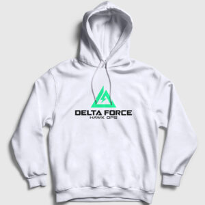 Logo Oyun Delta Force Hawk Ops Kapşonlu Sweatshirt beyaz