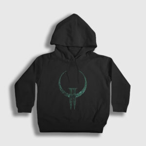 Logo Oyun Quake 2 II Çocuk Kapşonlu Sweatshirt siyah