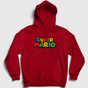 Logo Oyun Super Mario Kapşonlu Sweatshirt kırmızı