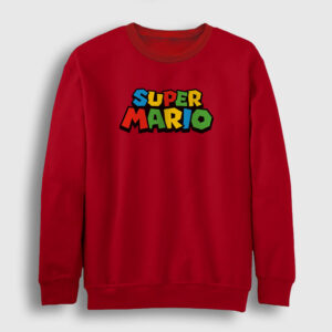 Logo Oyun Super Mario Sweatshirt kırmızı