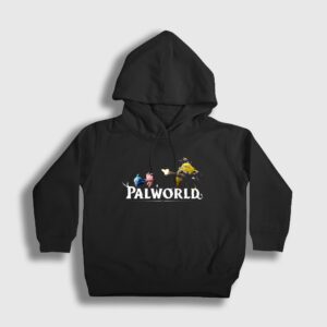 Logo Palworld Çocuk Kapşonlu Sweatshirt Siyah