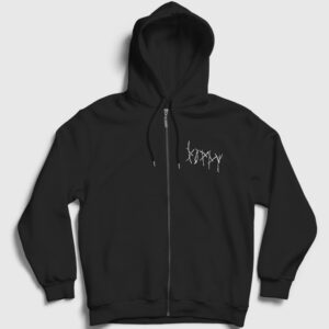 Logo Poppy Fermuarlı Kapşonlu Sweatshirt siyah