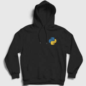 Logo Python Developer Yazılımcı Kapşonlu Sweatshirt siyah