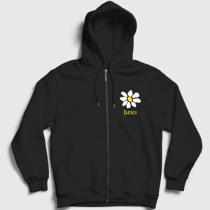 Logo Rock James Fermuarlı Kapşonlu Sweatshirt Siyah