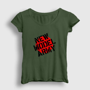 Logo Rock New Model Army Kadın Tişört haki