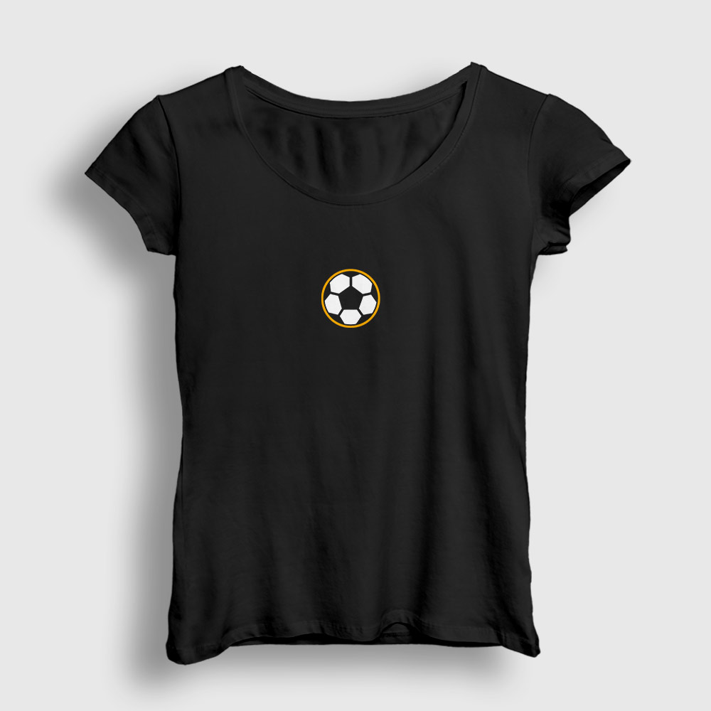 Logo Soccer Ball Futbol Topu Kadın Tişört siyah