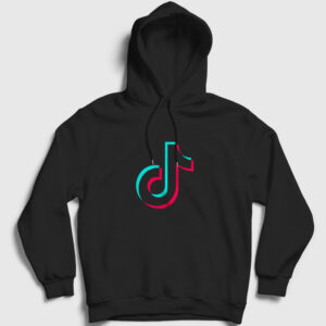 Logo Sosyal Medya Tiktok Kapşonlu Sweatshirt siyah