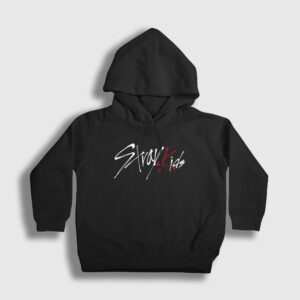 Logo Stray Kids Çocuk Kapşonlu Sweatshirt siyah