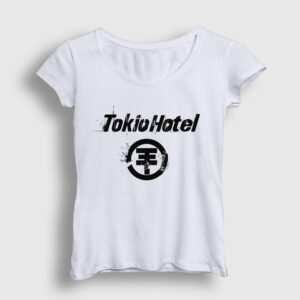 Logo Tokio Hotel Kadın Tişört beyaz