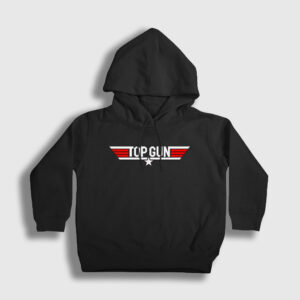 Logo Tom Cruise Pilot Film Top Gun Çocuk Kapşonlu Sweatshirt siyah